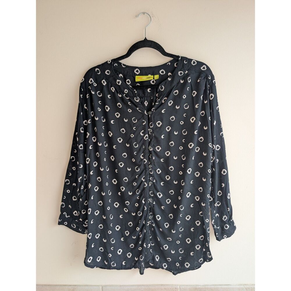 Rock Flower Paper MEDIUM Modal Black Cream Abstract Print Button Tunic Blouse